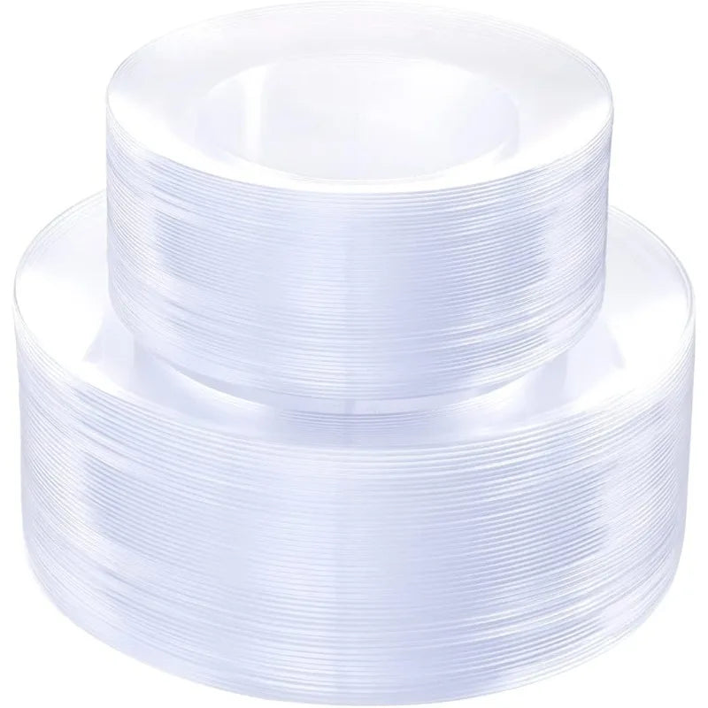 100PCS Green Plastic Plates - Green Disposable With Gold Rim - Plates Disposable Include 50PCS Green Dinner Plates