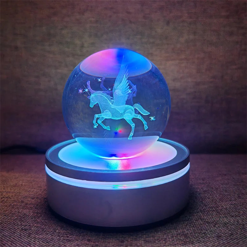 Crystal Ball Night Lights Glowing Planet Galaxy Astronaut 3D RGB Moon Atmosphere Lamp Tabletop Decorations Kid Gifts home decor