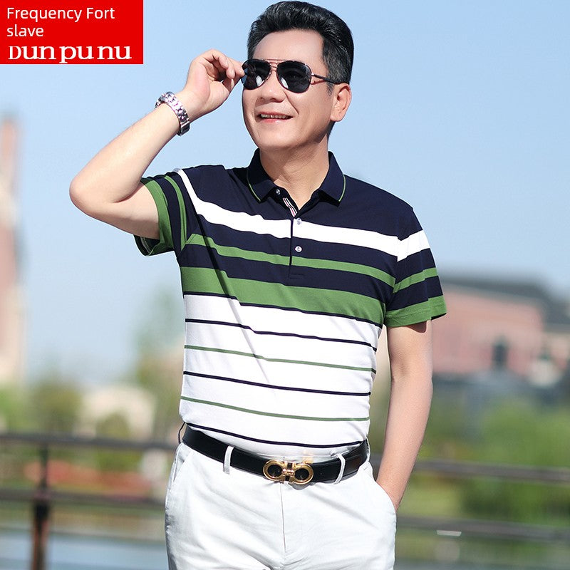 Middle-Aged Men's Dad Casual Polo Shirt Short-Sleeved T-shirt