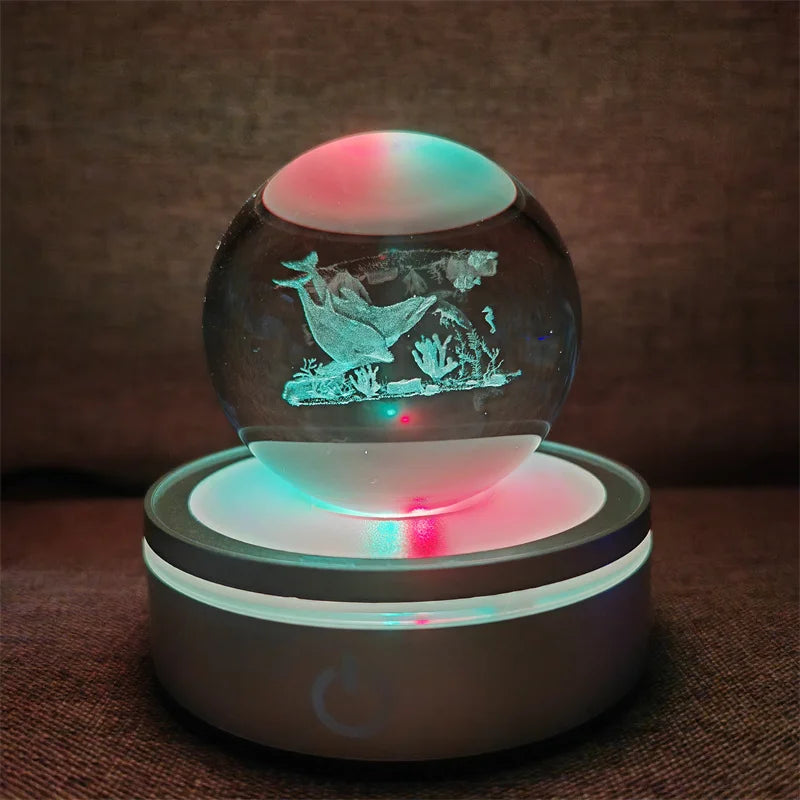 Crystal Ball Night Lights Glowing Planet Galaxy Astronaut 3D RGB Moon Atmosphere Lamp Tabletop Decorations Kid Gifts home decor