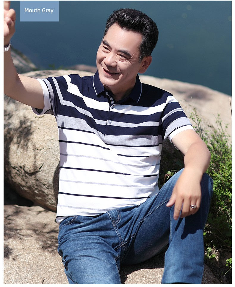 Middle-Aged Men's Dad Casual Polo Shirt Short-Sleeved T-shirt