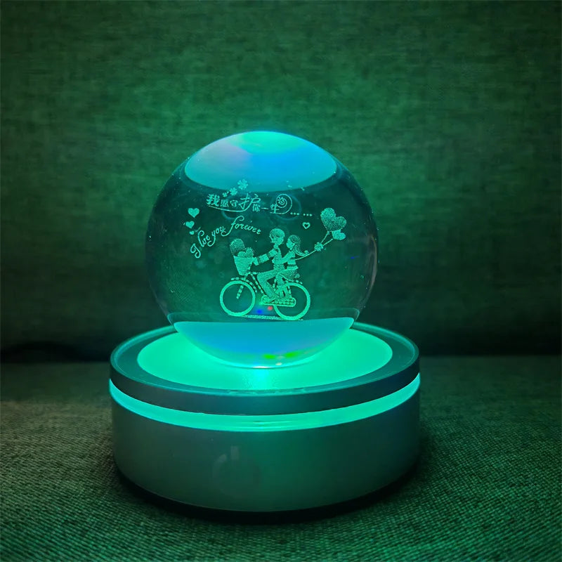 Crystal Ball Night Lights Glowing Planet Galaxy Astronaut 3D RGB Moon Atmosphere Lamp Tabletop Decorations Kid Gifts home decor