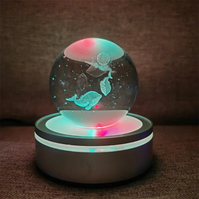 Crystal Ball Night Lights Glowing Planet Galaxy Astronaut 3D RGB Moon Atmosphere Lamp Tabletop Decorations Kid Gifts home decor