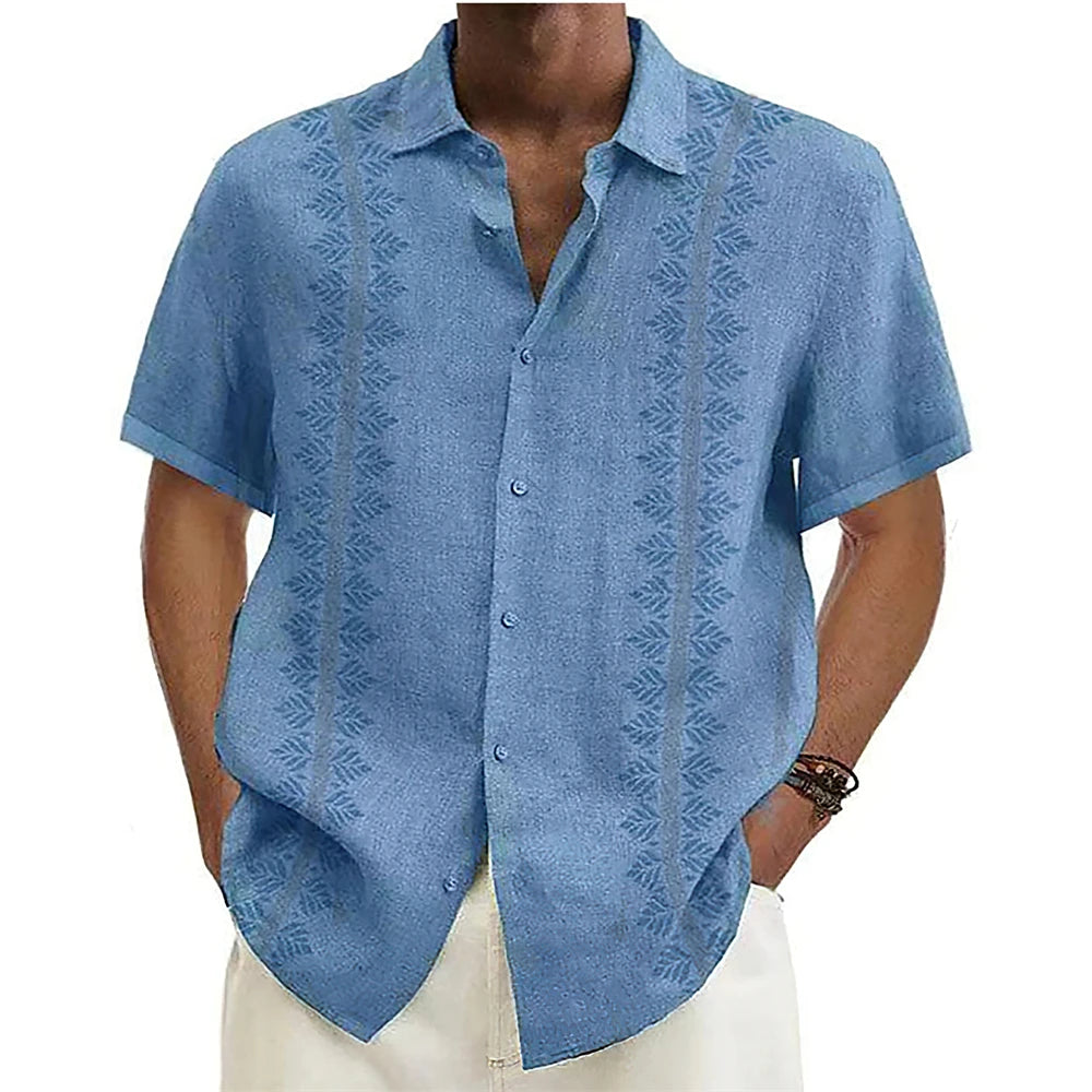 Summer Men Hawaiian Shirts Coconut Tree Lapel Camisas Men Fashion Short Sleeve Shirt Floral Blouse Turn over Collar Clothes Male