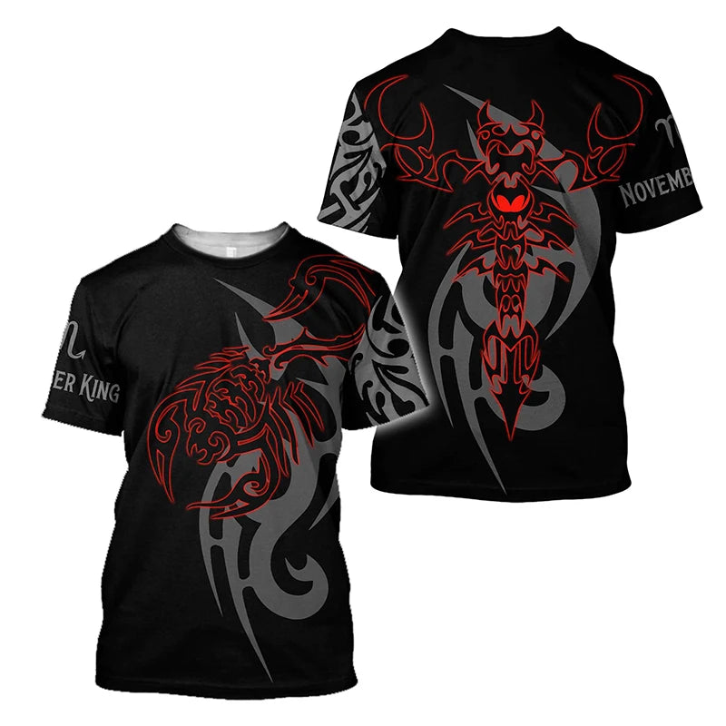 Animal Men's T Shirt 3d Print Scorpion Graphic Tees Top Funny T-Shirts Fashion Casual Male Streetwear Oversized Man Clothing