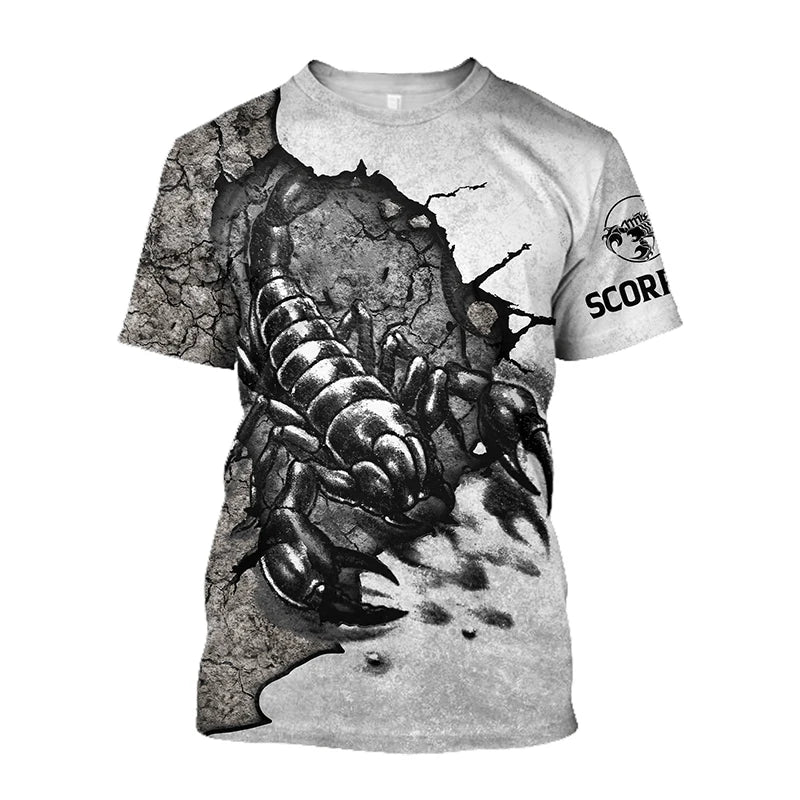 Animal Men's T Shirt 3d Print Scorpion Graphic Tees Top Funny T-Shirts Fashion Casual Male Streetwear Oversized Man Clothing