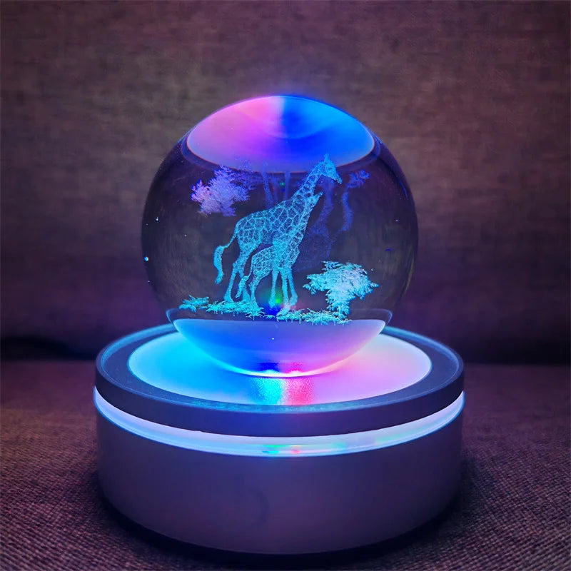 Crystal Ball Night Lights Glowing Planet Galaxy Astronaut 3D RGB Moon Atmosphere Lamp Tabletop Decorations Kid Gifts home decor