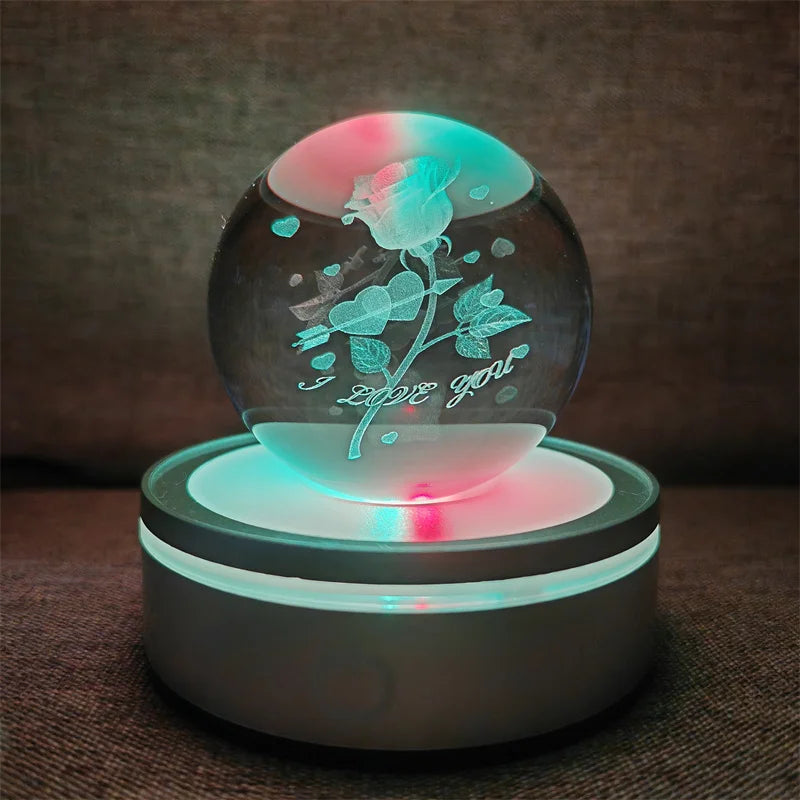Crystal Ball Night Lights Glowing Planet Galaxy Astronaut 3D RGB Moon Atmosphere Lamp Tabletop Decorations Kid Gifts home decor