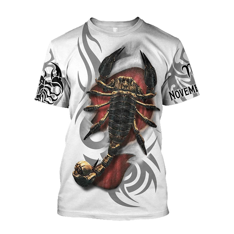 Animal Men's T Shirt 3d Print Scorpion Graphic Tees Top Funny T-Shirts Fashion Casual Male Streetwear Oversized Man Clothing