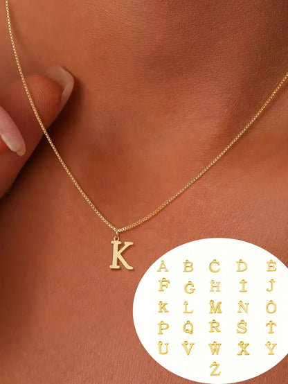 1pc Name Initial Necklace For Women Stainless Steel Jewelry Simple A-Z Alphabet Pendants Choker Letter Necklaces Fashion Party G