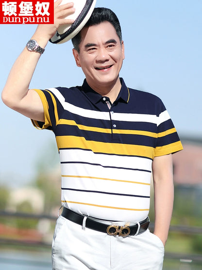 Middle-Aged Men's Dad Casual Polo Shirt Short-Sleeved T-shirt