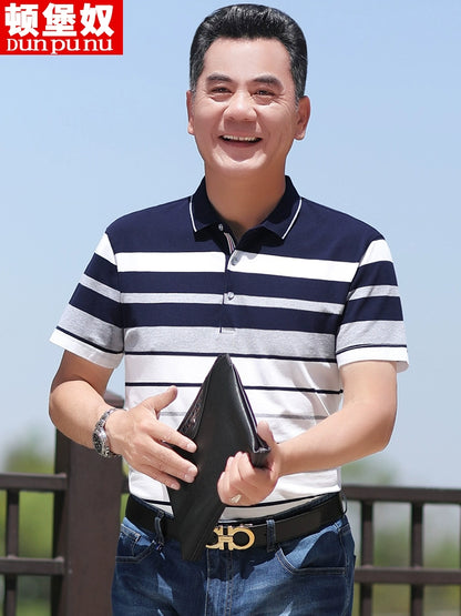 Middle-Aged Men's Dad Casual Polo Shirt Short-Sleeved T-shirt
