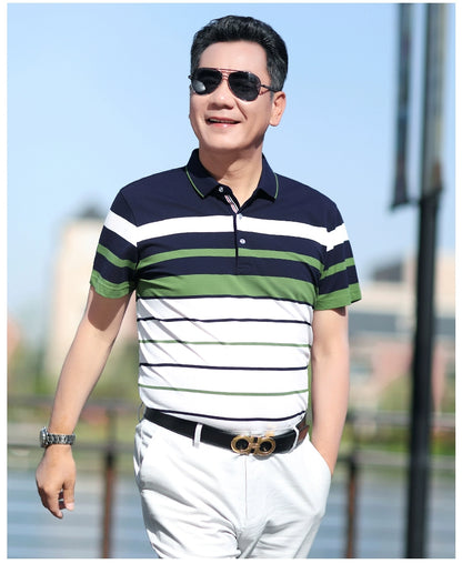 Middle-Aged Men's Dad Casual Polo Shirt Short-Sleeved T-shirt