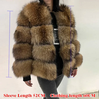 MAOMAOKONG Super Hot Winter Women Luxury Thick Real Raccoon Fur Coat Natural Fox Fur Jacket Plus Size Furry Jackets Female Vest