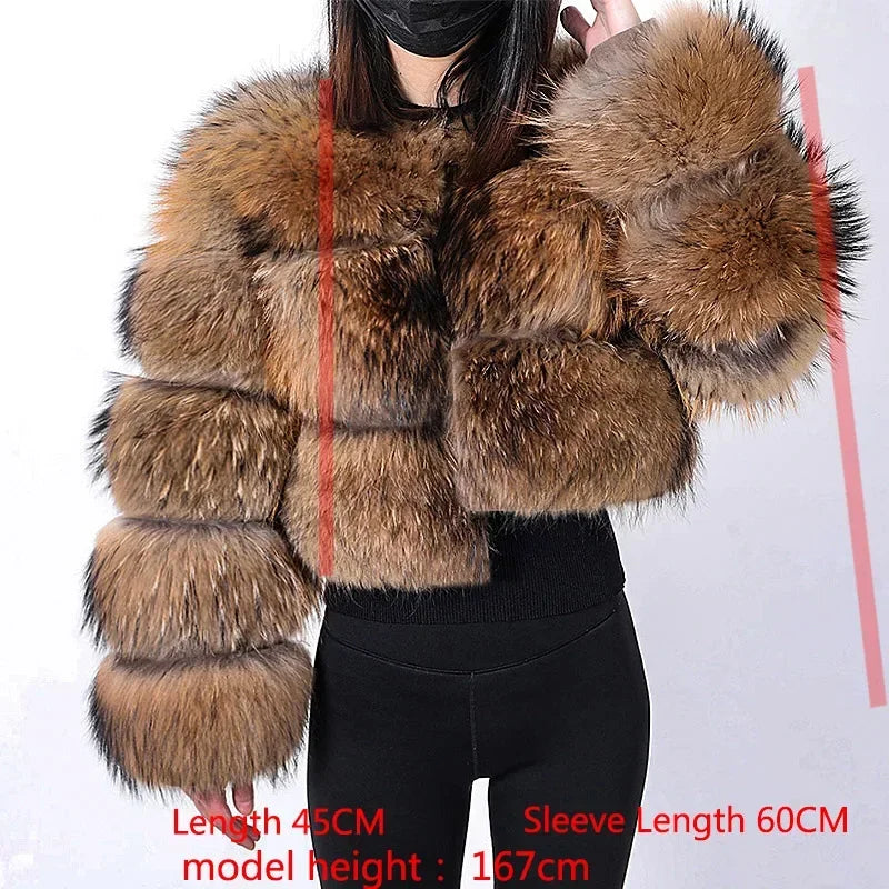 MAOMAOKONG Super Hot Winter Women Luxury Thick Real Raccoon Fur Coat Natural Fox Fur Jacket Plus Size Furry Jackets Female Vest