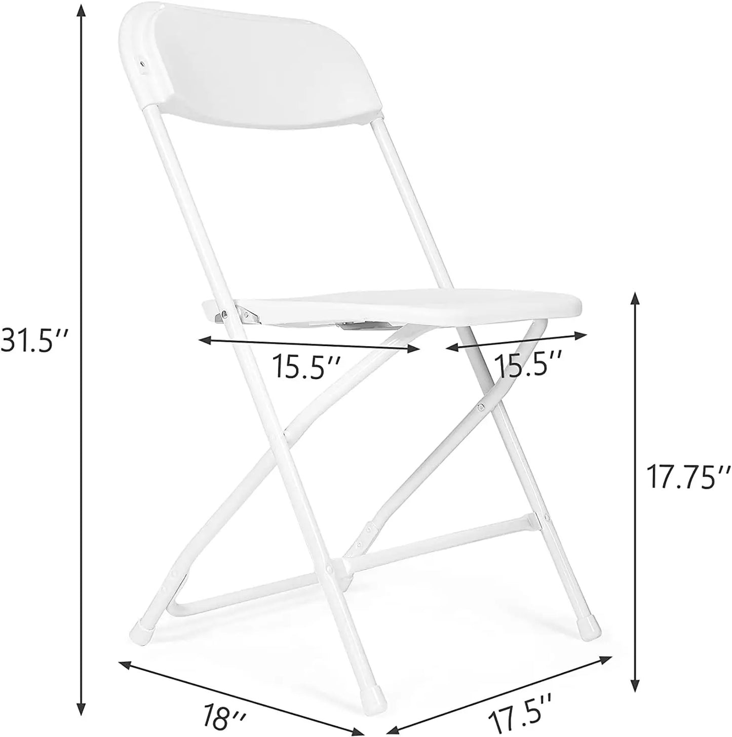 12 Pack White Folding Chairs Plastic Party Chairs,Stackable Indoor Outdoor Chair Steel Frame 330 lbs for Wedding Backyard Events