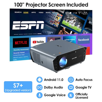 [Netflix Officially-Licensed] Android 11 4K Ultra HD Home Projectors for Movies Auto Focus and Keystone 1480 ANSI Projector