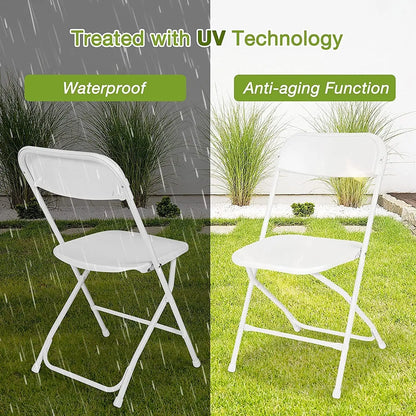 12 Pack White Folding Chairs Plastic Party Chairs,Stackable Indoor Outdoor Chair Steel Frame 330 lbs for Wedding Backyard Events