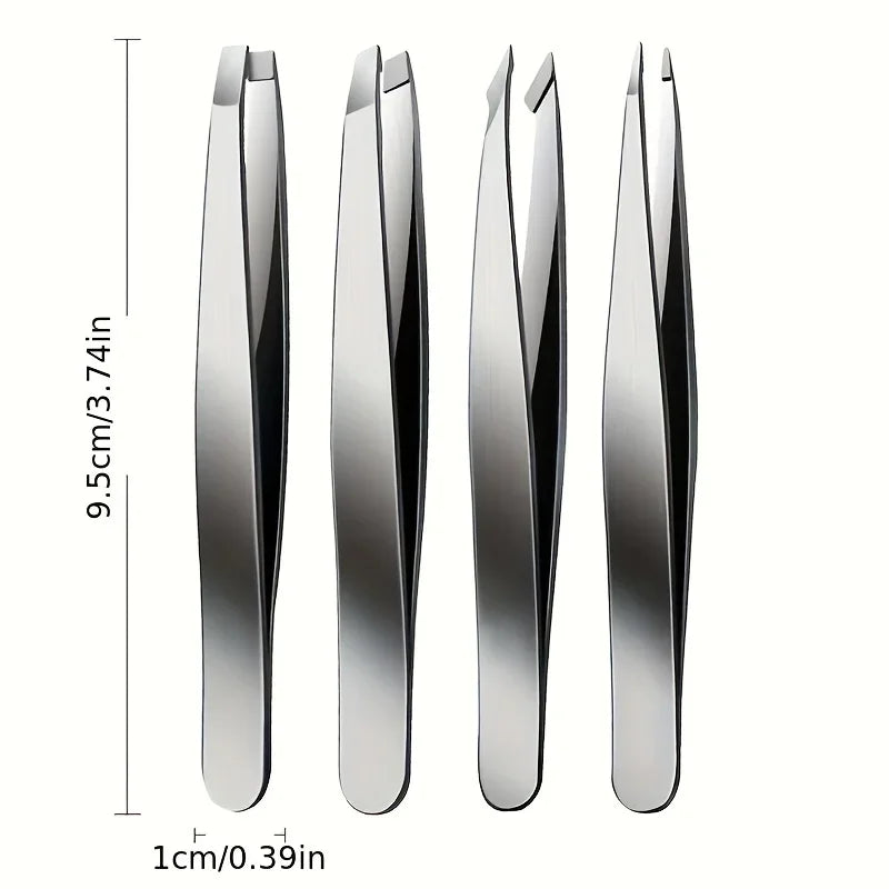 4pcs Set Professional Tweezers Set Perfect For Eyebrow Hair Removal Splinter Very Effortless and Relaxed to Remove