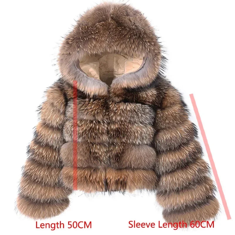 MAOMAOKONG Super Hot Winter Women Luxury Thick Real Raccoon Fur Coat Natural Fox Fur Jacket Plus Size Furry Jackets Female Vest