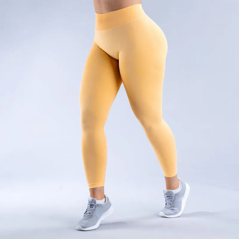 GYM DFYNE Women's Anti-Impact Leggings Seamless Yoga Leggings Elastic Tight Hip Fitness Leggings Low Rise Gym Sweatpants