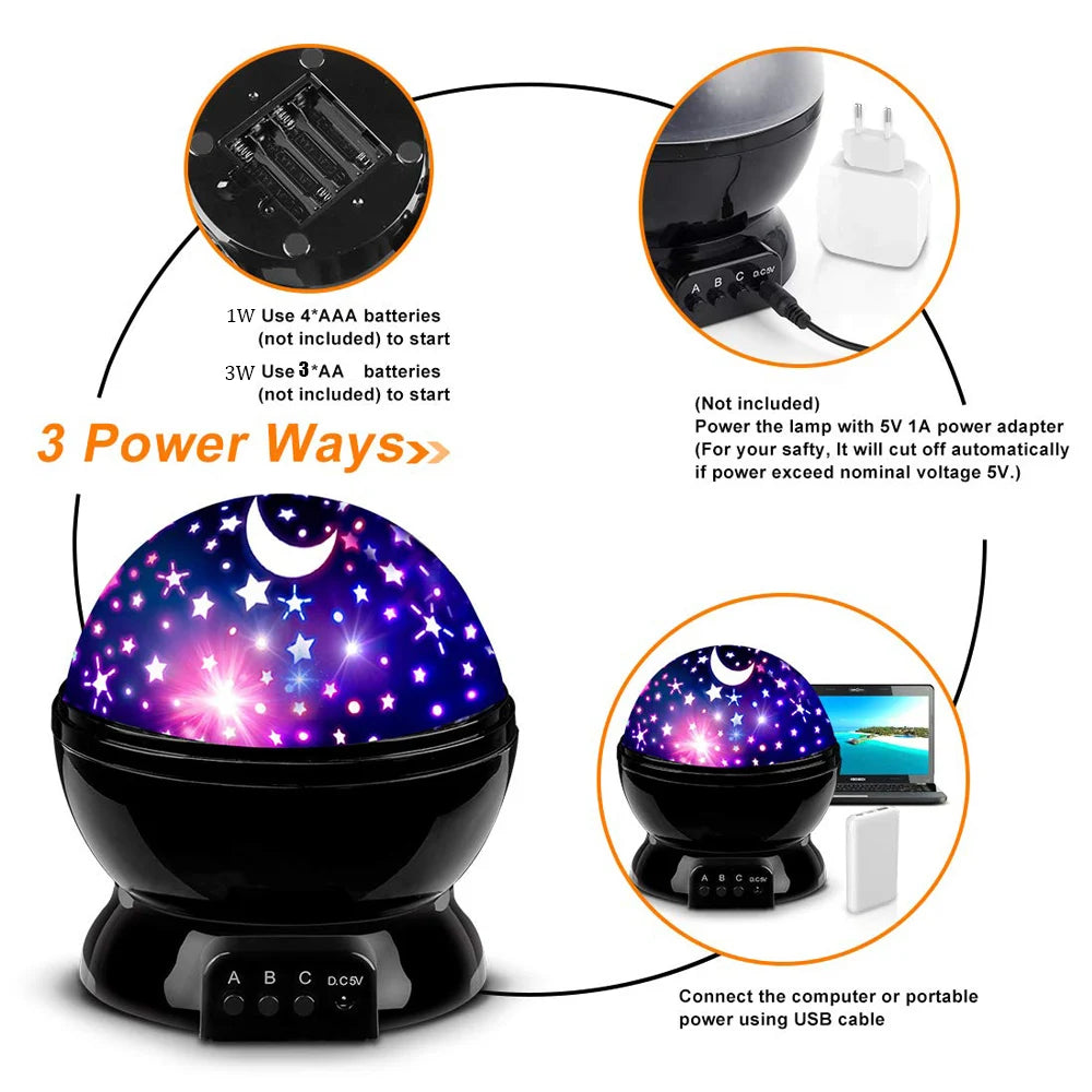 Star Projector Night Light Lamp Fun Gifts for Girls and Boys Rotating Star Sky Moon LED Lights Projector for Kids Bedroom Decor