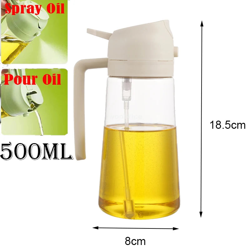 2 in 1 Spray for Olive Oil Spray Sprayer Dispenser Bottle Comfortable Handle Design for Barbecue Air Frying Pan Oven Camping