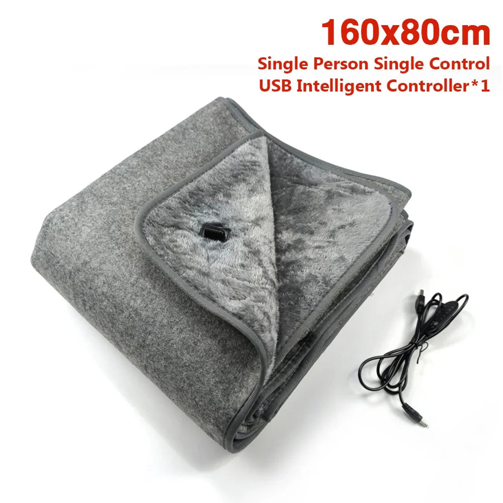 USB Electric Blanket 5v Single Double Thick Long Velvet Five-speed Temperature Adjustment Five-speed Timing Overheat Protection