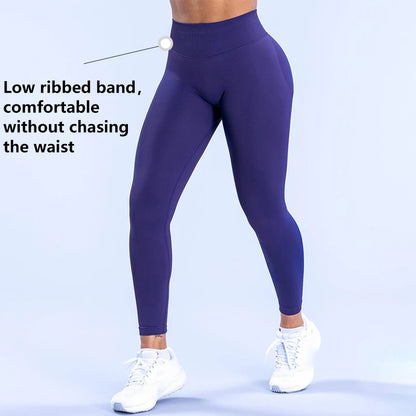 GYM DFYNE Women's Anti-Impact Leggings Seamless Yoga Leggings Elastic Tight Hip Fitness Leggings Low Rise Gym Sweatpants