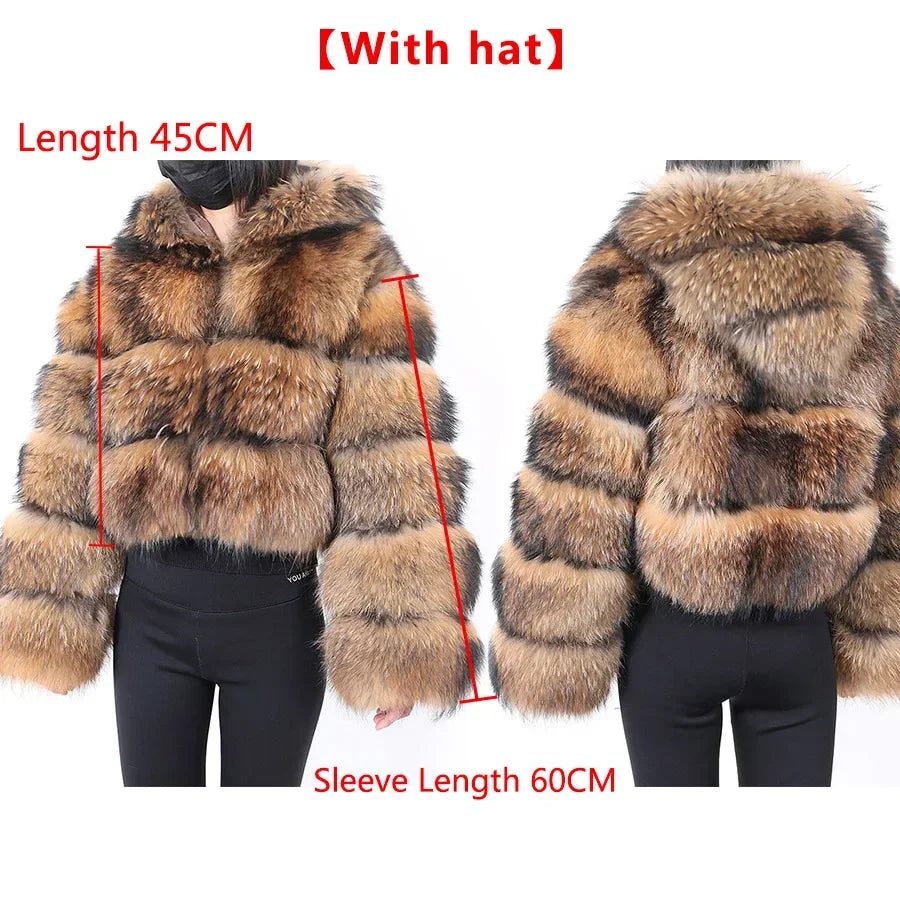 MAOMAOKONG Super Hot Winter Women Luxury Thick Real Raccoon Fur Coat Natural Fox Fur Jacket Plus Size Furry Jackets Female Vest