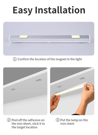 LED Motion Sensor Light Wireless USB Rechargeable Lamp Ultra Thin Night Lights For Kitchen Cabinet Bedroom Wardrobe Lighting