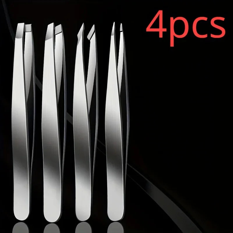 4pcs Set Professional Tweezers Set Perfect For Eyebrow Hair Removal Splinter Very Effortless and Relaxed to Remove