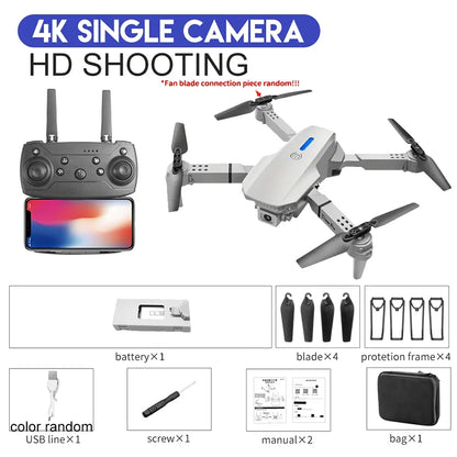 2024 E88Pro RC Drone 4K Professinal With 1080P Wide Angle HD Camera Foldable Helicopter WIFI FPV Height Hold Gift Toy