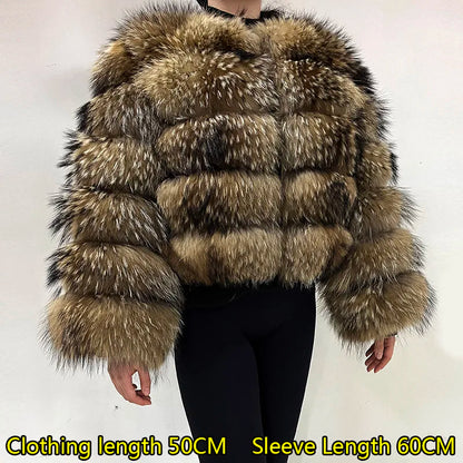 MAOMAOKONG Super Hot Winter Women Luxury Thick Real Raccoon Fur Coat Natural Fox Fur Jacket Plus Size Furry Jackets Female Vest