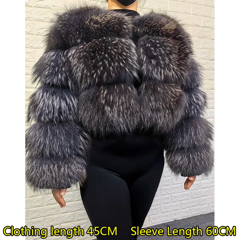 MAOMAOKONG Super Hot Winter Women Luxury Thick Real Raccoon Fur Coat Natural Fox Fur Jacket Plus Size Furry Jackets Female Vest