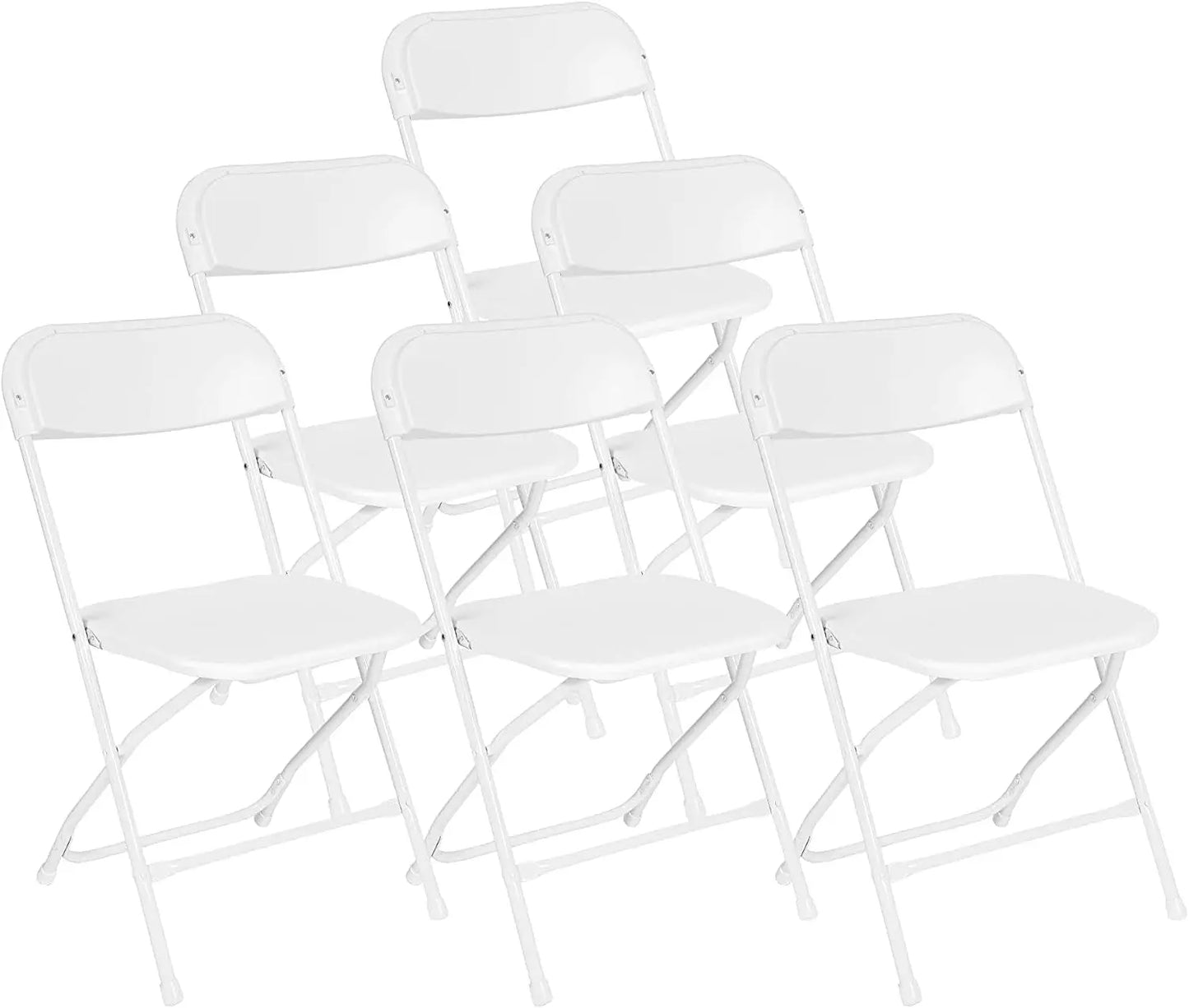 12 Pack White Folding Chairs Plastic Party Chairs,Stackable Indoor Outdoor Chair Steel Frame 330 lbs for Wedding Backyard Events