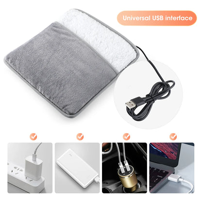 Electric Foot Heating Pad Washable Feet Warmer Heater Household Soft Plush Thermal Blanket Foot Warming Mat Home Office Bedroom