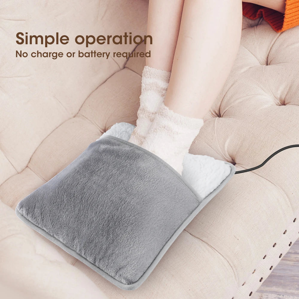 Electric Foot Heating Pad Washable Feet Warmer Heater Household Soft Plush Thermal Blanket Foot Warming Mat Home Office Bedroom