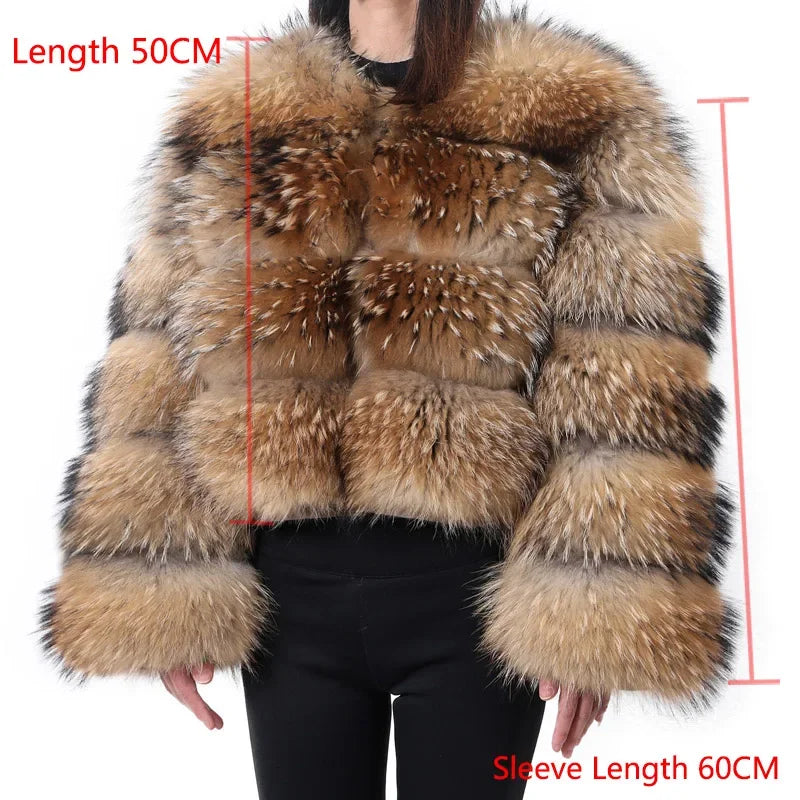 MAOMAOKONG Super Hot Winter Women Luxury Thick Real Raccoon Fur Coat Natural Fox Fur Jacket Plus Size Furry Jackets Female Vest