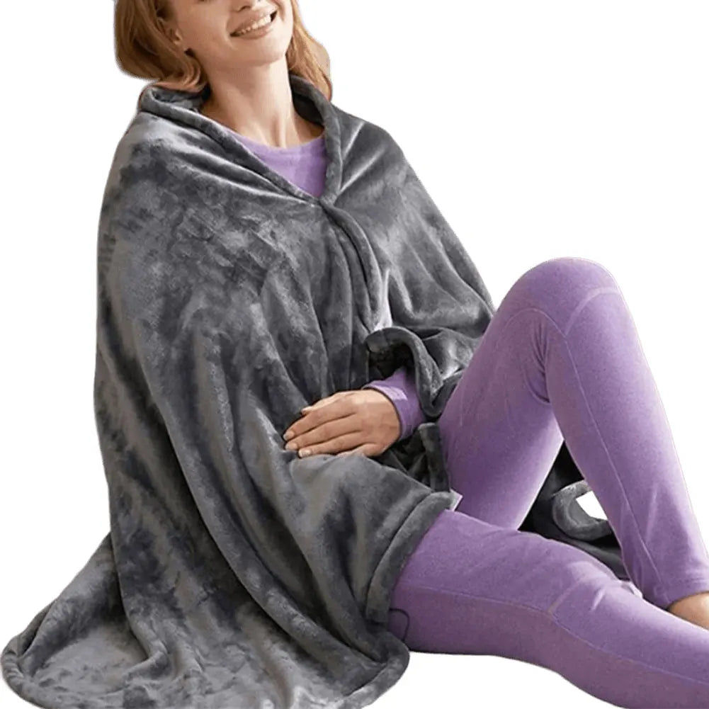 USB Electric Heated Blanket 3 Heating Levels Fleece Heated Blanket Portable Heating Lap Blanket Quickly Heated Cape Pad