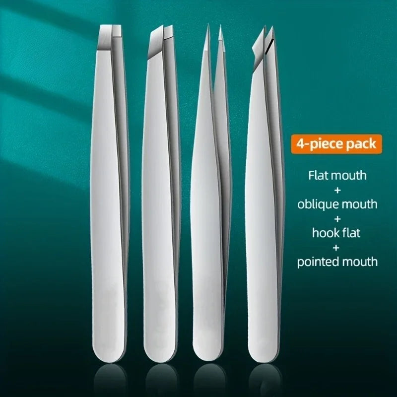 4pcs Set Professional Tweezers Set Perfect For Eyebrow Hair Removal Splinter Very Effortless and Relaxed to Remove