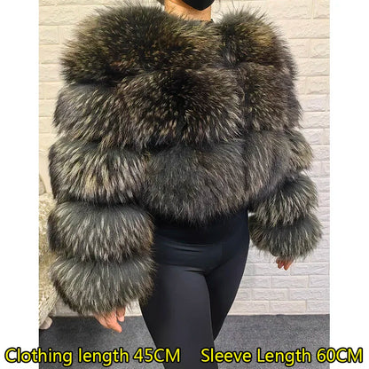 MAOMAOKONG Super Hot Winter Women Luxury Thick Real Raccoon Fur Coat Natural Fox Fur Jacket Plus Size Furry Jackets Female Vest