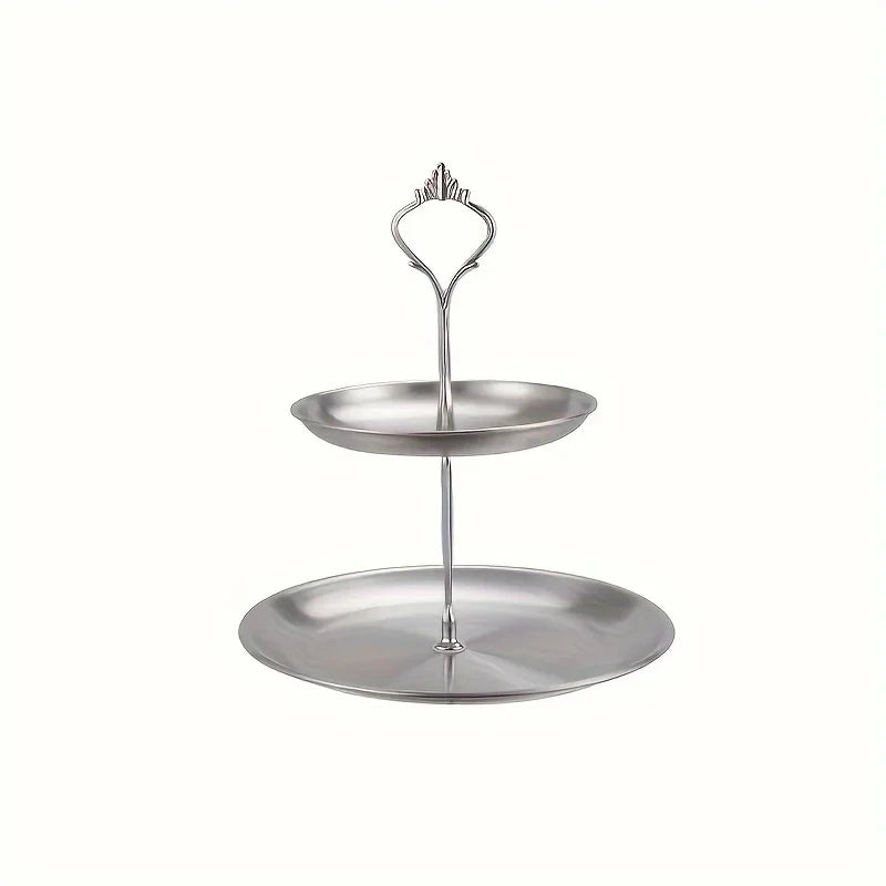 1pc Three-layer Stainless Steel Cake Tray Snack Dessert Display Stand Wedding Party Table Birthday