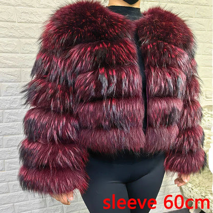 MAOMAOKONG Super Hot Winter Women Luxury Thick Real Raccoon Fur Coat Natural Fox Fur Jacket Plus Size Furry Jackets Female Vest