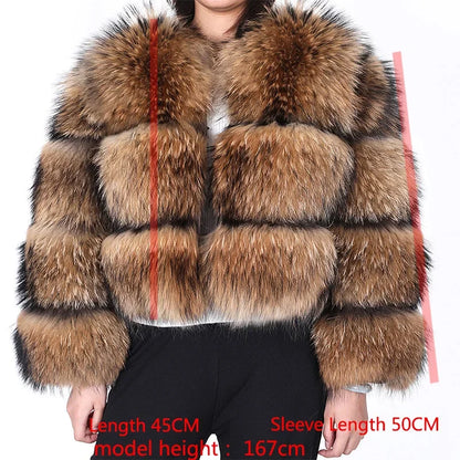 MAOMAOKONG Super Hot Winter Women Luxury Thick Real Raccoon Fur Coat Natural Fox Fur Jacket Plus Size Furry Jackets Female Vest