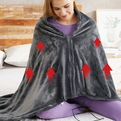 USB Electric Heated Blanket 3 Heating Levels Fleece Heated Blanket Portable Heating Lap Blanket Quickly Heated Cape Pad