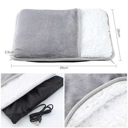 Electric Foot Heating Pad Washable Feet Warmer Heater Household Soft Plush Thermal Blanket Foot Warming Mat Home Office Bedroom