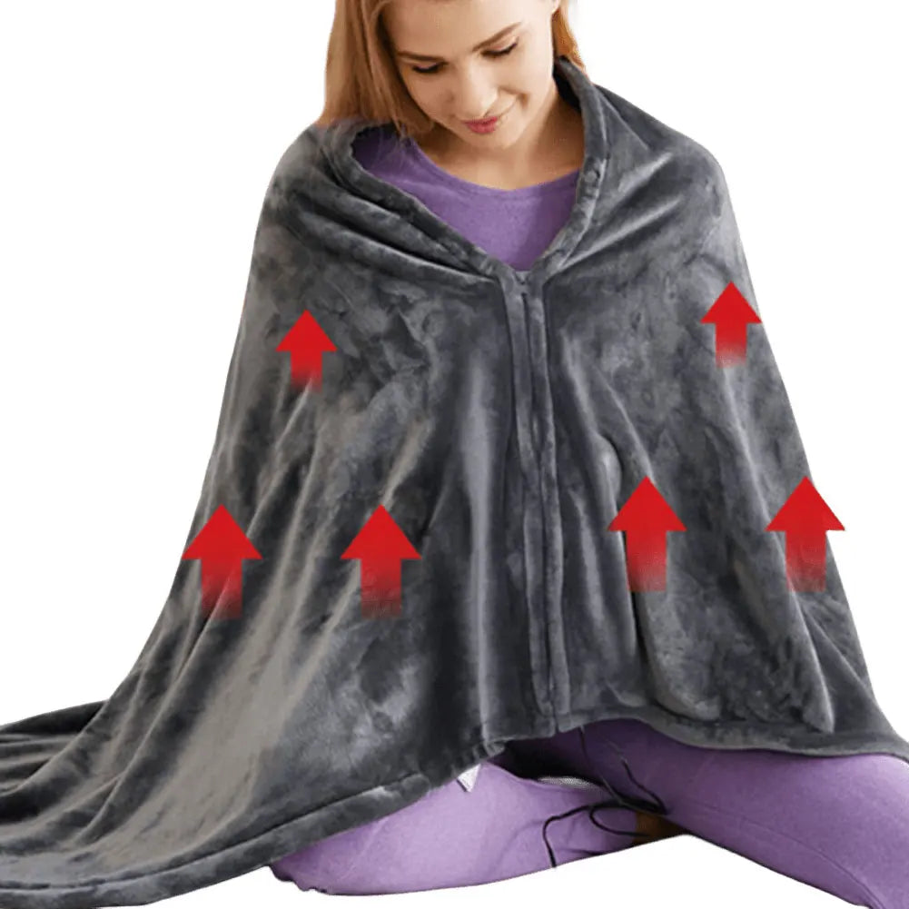 USB Electric Heated Blanket 3 Heating Levels Fleece Heated Blanket Portable Heating Lap Blanket Quickly Heated Cape Pad