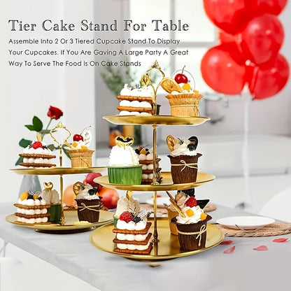 1pc Three-layer Stainless Steel Cake Tray Snack Dessert Display Stand Wedding Party Table Birthday