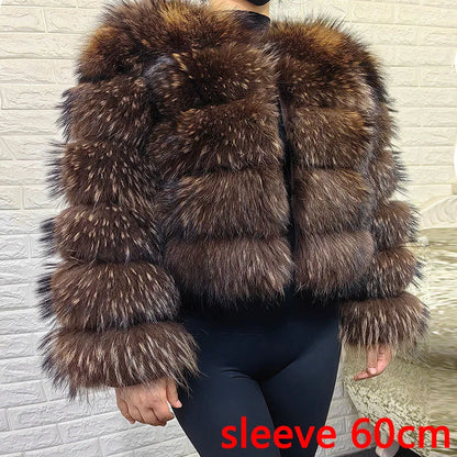 MAOMAOKONG Super Hot Winter Women Luxury Thick Real Raccoon Fur Coat Natural Fox Fur Jacket Plus Size Furry Jackets Female Vest